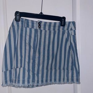 Blue and white stripped skirt